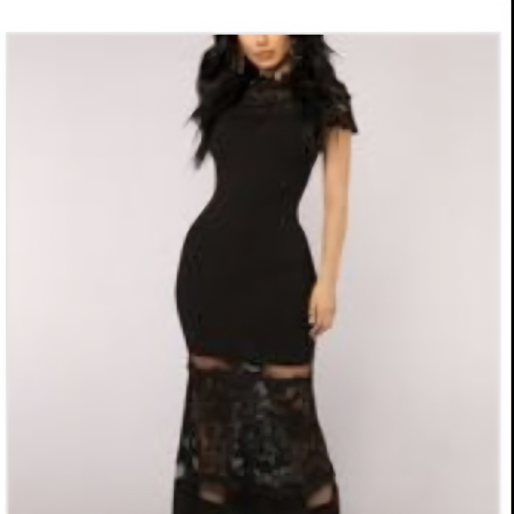Fashion Nova Black Lace Maxi Dress